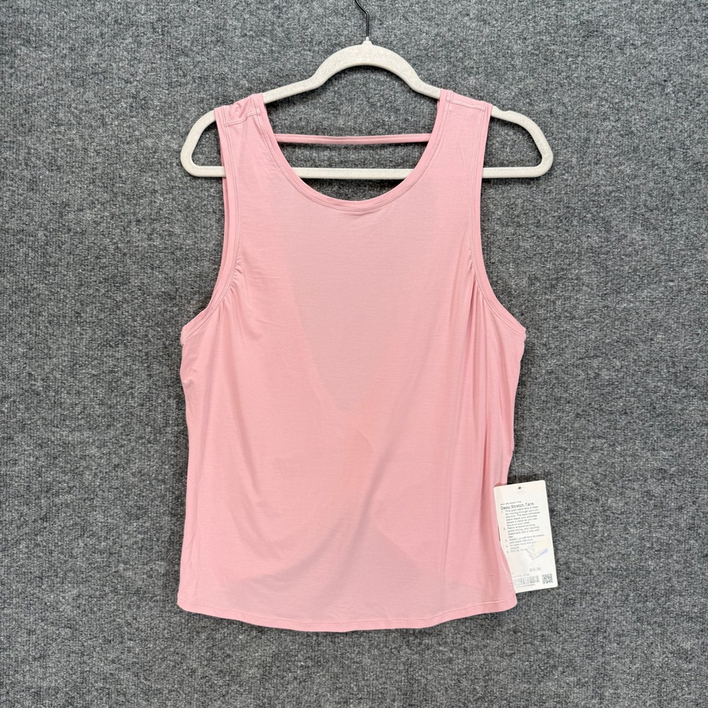 Lululemon Deep Stretch Tank Women 10 Pink Open Back Ruched Yoga Activewear NEW